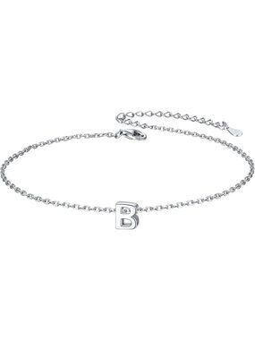Letter B Initial Bracelet 925 Sterling Silver Letter Bracelet Dainty